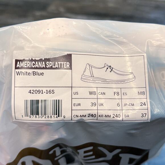 Hey Dude Wendy Americana Splatter Slip On Shoes Size 8 USA Flag Patriotic‎ NEW - Picture 4 of 10